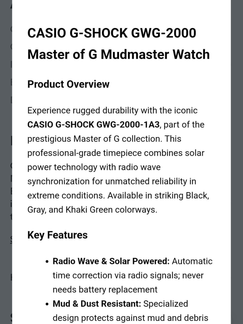 CASIO G-SHOCK GWG-2000 Master of G Mudmaster Watch. Excellent Condition. - Picture 13 of 14